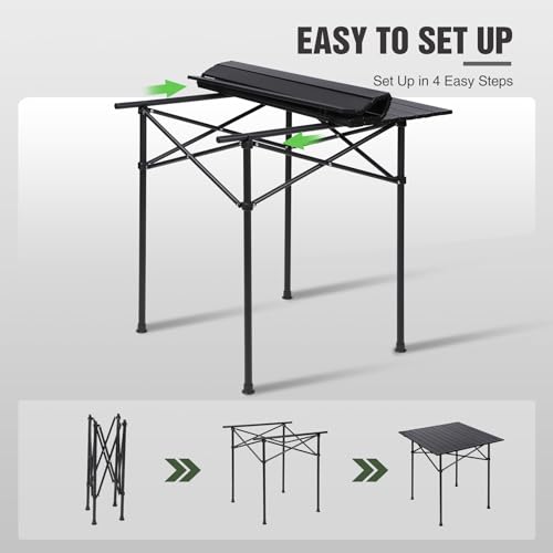 REDCAMP Mesa de Camping Plegable, Negra, Cuadrada 28x28 Pulgadas miniatura 4