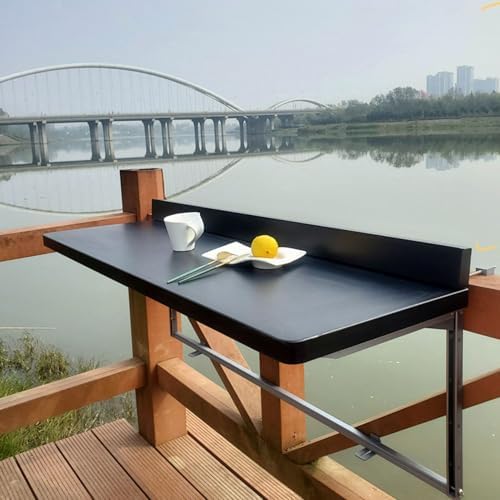 Adjustable Balcony Table with Railing Wall Mounted Folding Table Space Saving Hanging Table for JNHWll Areas Aluminum Patio Desk for Garden & Terrace