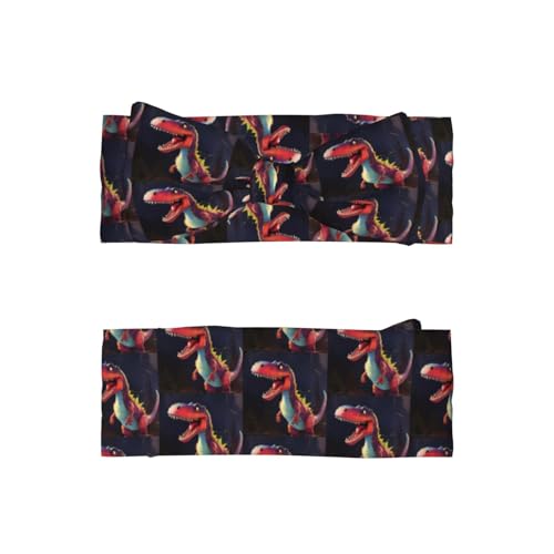 big-mouthed dinosaur Prints Baby Bow Headband Super Stretchy Soft Bows Hair Accessories for Newborn Infants Toddlers Kids Girls2