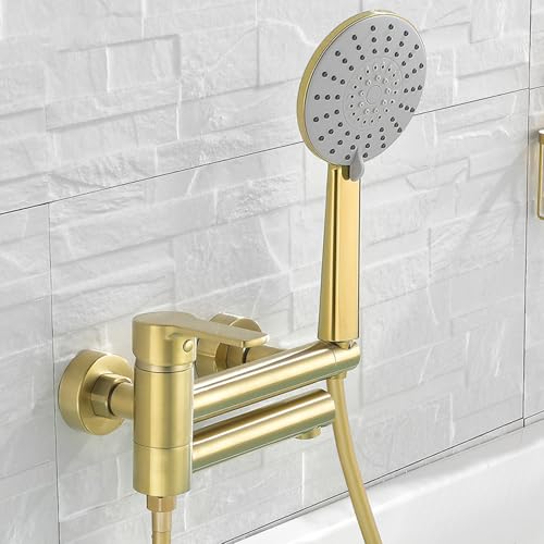 Robinet mitigeur de Bain-Douche Mural en laiton doré pour baignoire