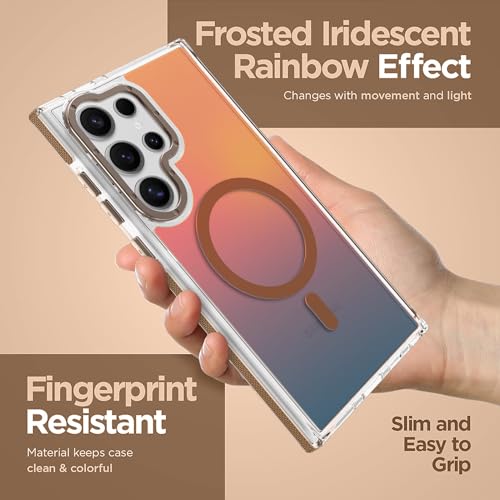 Image of Magnetic Case for Samsung Galaxy S24 Ultra [Compatible with Magsafe] [Cute Fashion Fluorescent Design] [1 Screen Protector] Slim Translucent Matte Case for Galaxy S24 Ultra 6.8 inch, Desert