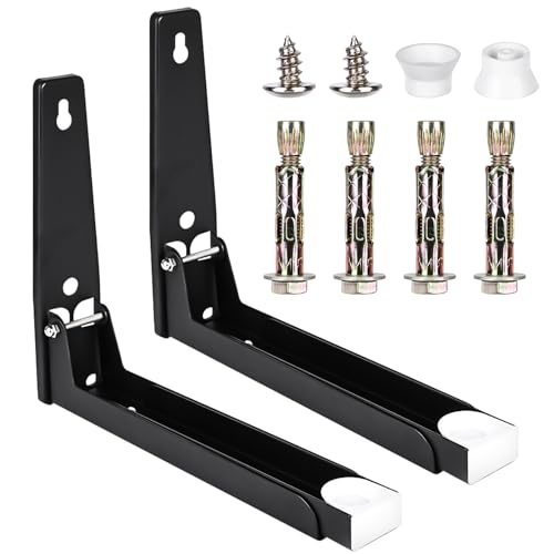 2 soportes para microondas de acero inoxidable: soporte universal para microondas con brazos extensibles, soporte plegable para microondas, soporte de pared para microondas para la mayoría de hornos