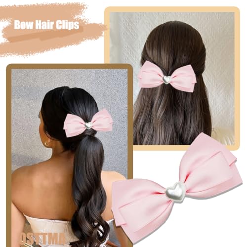 Pinzas para cabello moño rosado 2 piezas para mujer miniatura 3