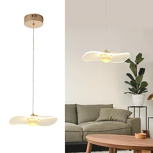 EYLM Lampada a Sospensione Moderna Lampada da Tavolo da Pranzo con Altezza Regolabile, 24W Lampada per Cucina Soggiorno Ristorante Caffè Camera dei bambini, Bianco Trasparente