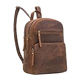 STILORD 'Fabienne' Rucksack Damen Klein Echtes Leder mit vielen Fächern Diebstahlsicherer Mini Tagesrucksack Vintage Dayback, Farbe:vinto - braun