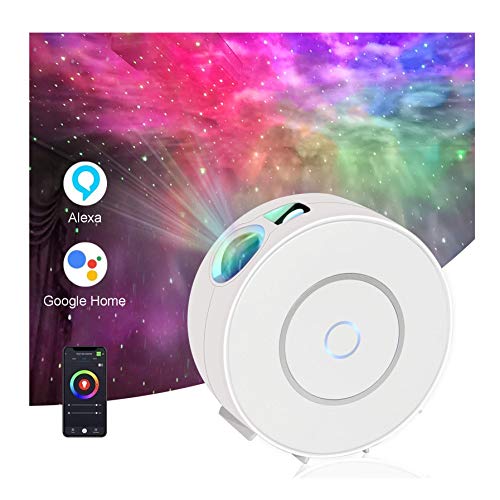 Super Brands Hymnoun Star Projector with Nebula,Music Speaker & Timer,Alexa&Google Home Compatible APP/Voice Controlled Galaxy,Night Light for Bedroom/Bar/Kids Party Gift/Home Theatre/Music Hall（White)