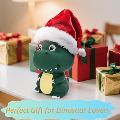 Dinosaur Piggy Bank, Unbreakable Plastic Money Coin Bank, Cute First Coin Saving Box for Birthday, Easter, Baby Shower, Home Decoration, Deep Green - Image 8