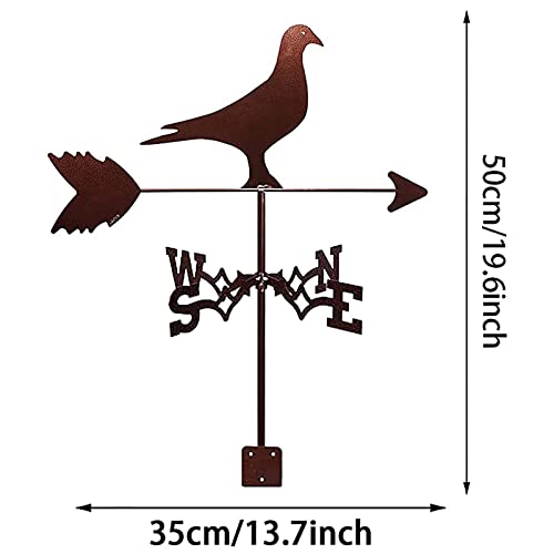 Girouette oiseau en métal marron résistante pour lire la direction du vent