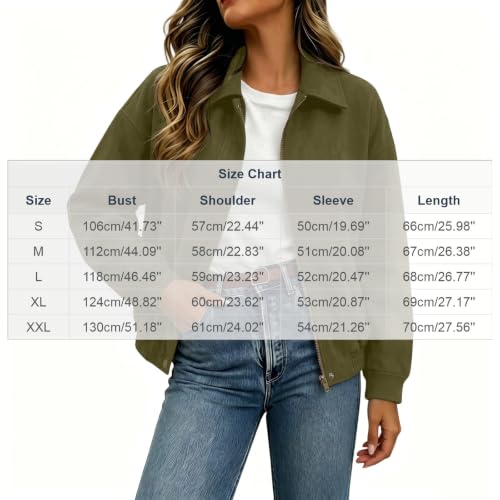 Hvyesh Womens Jacket Faux Suede Zip Up Cropped Fleece Jacket Women - image 4