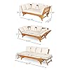 Christopher Knight Home Gary Patio Convertible Couch, Wooden Outdoor Daybed, 3-Seater Acacia Wood Patio Furniture Lounge Sofa for Backyard/Poolside/Garden, Back Pillow+Removable Cushion, Teak+ Beige #1