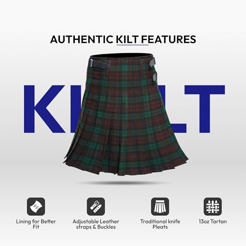 Image of 8 Yard Mens Kilt - Authentic Tartan Kilt for Men Highland Outfit for Weddings & Traditional Scottish Wear