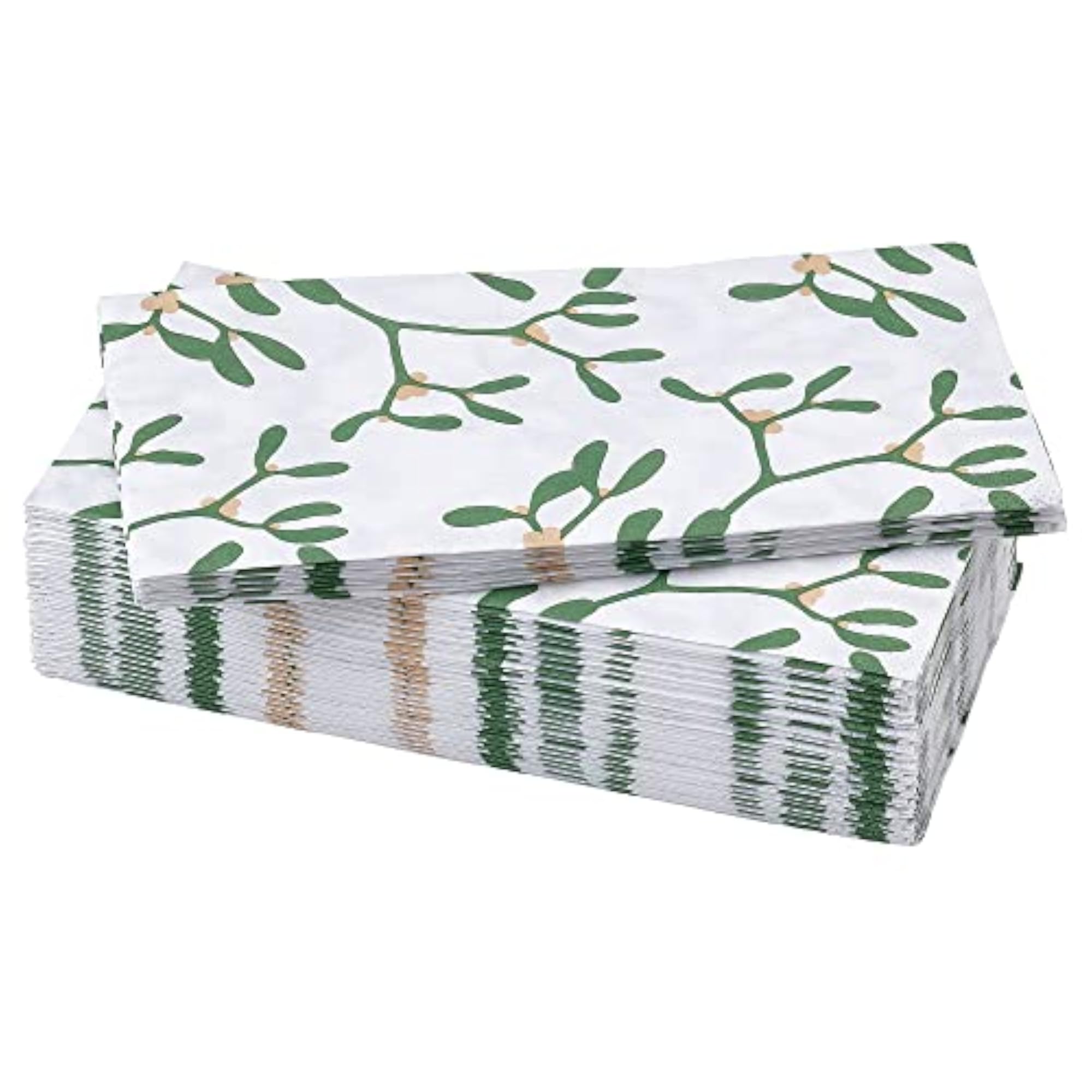 Mistletoe Pattern Paper Napkin, White/Green