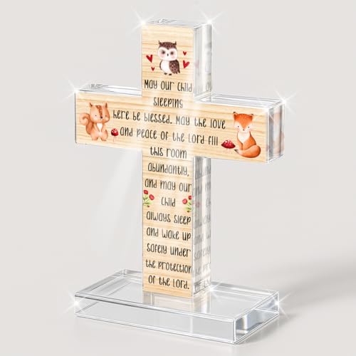 PVOPVO Cute Christian Religious New Born Wishes Cross Decor Perfect