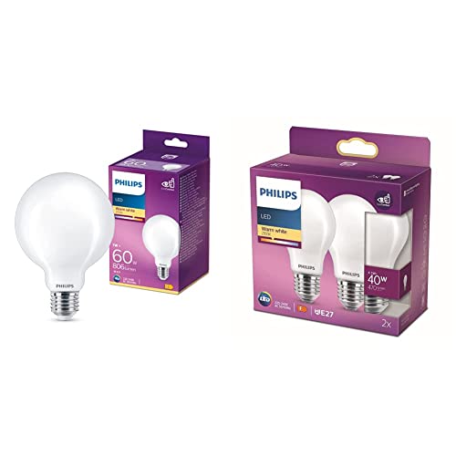 Ampoule LED Standard E27 40W finitions verre dépoli chic et globe Philips - 2