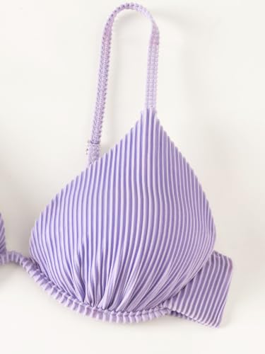 Image of Fanuerg Women Underwire Triangle Bikini Spaghetti Strap Push Up Swimsuit Cheeky Two Piece Bathing Suit