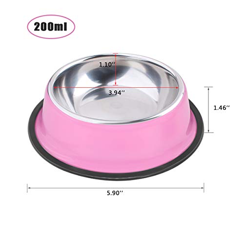 Soleebee Rosa Hundenapf aus Edelstahl Melamin-Napf für kleine Katzen Hunde rutschfeste Hundenapf 2er Set (200ML)