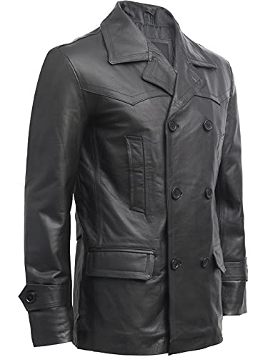 BRANDSLOCK Mens Genuine Leather Jacket U Boat Captains Military Style Vintage2