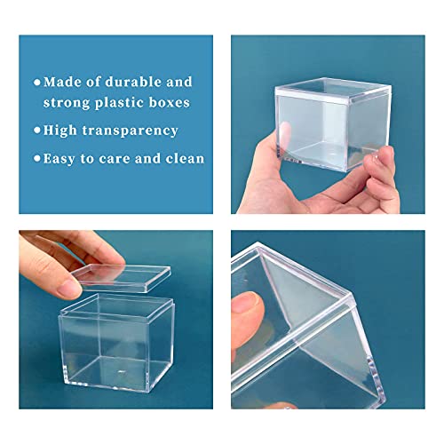 Image of Small Acrylic Box with Lid 2.2x2.2x1.3 Inch, 4 Pack Suqare Plastic Box Acrylic Storage Cube Boxes Candy Container for Candy, Jewelry Accessories, Tiny Items