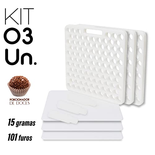 Kit 3 Placa Porcionadora de Doces Brigadeiro 15g 101 Furos