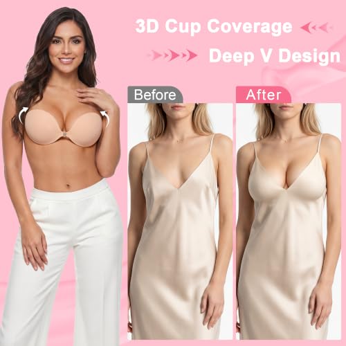 Image of Sticky Bra Push Up Lift Invisible Adhesive Bra Strapless Backless for Women