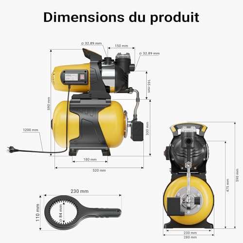 Station d’eau domestique 1300W Wiltec avec réservoir 24L pour l'alimentation de la maison - 4
