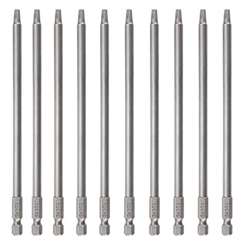 Rocaris 10pcs 1/4 Inch Hex Shank Long Magnetic Square Head Screwdriver Bits Set Power Tools SQ2 For Poket Hole Jig- 6 inch Length Cover