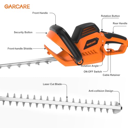 GARCARE 24-Inch Corded Hedge Trimmer Electric 680W 180° Rotating Handle by GARCARE - Used condition - Image 2