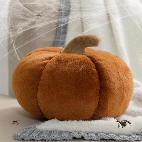 Ashler Halloween Pumpkin Pillows, Fall Decoration Pumpkin Shaped Throw Pillow, Orange Pumpkin Pillow for Halloween Thanksgiving Decor, Pumpkin Cushion, 6 X 12 Inches