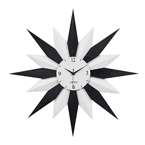 Grande Horloge Murale - Design Fashion Burst Star Noir et Blanc - Mouvement à Quartz Silencieux sans coutil - Horloge Murale en Bois en métal, Montre Decor Arts, 62Cm / 24.4 '' Cover