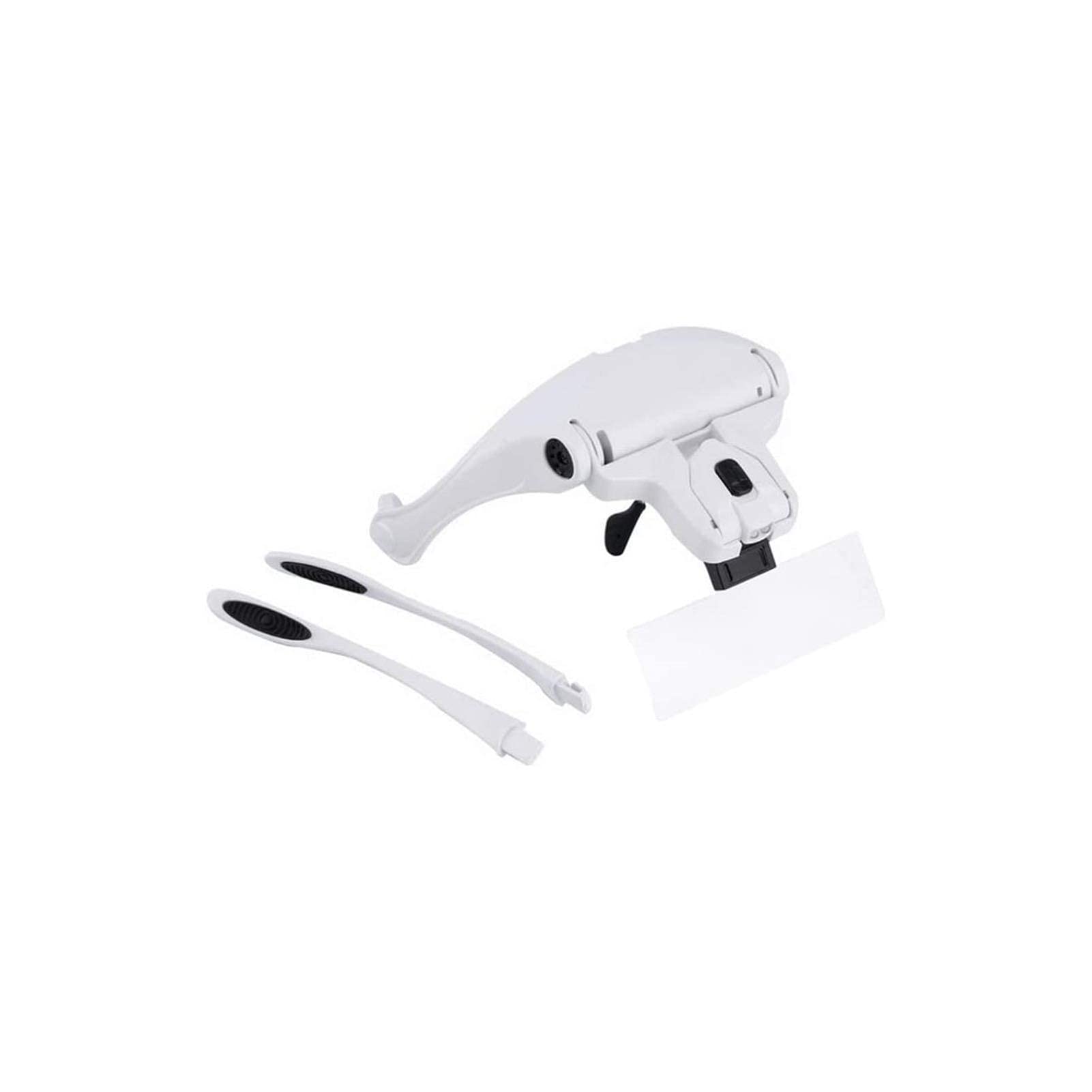 Stirnlupe, Lupenbrille, beleuchtet, zum Befestigen am Kopf, 5 Stück mit 2 LEDs, austauschbare Linsen, Vergrößerungen 1,0 x, 1,5 x, 2,0 x, 2,5 x, 3,5 x.