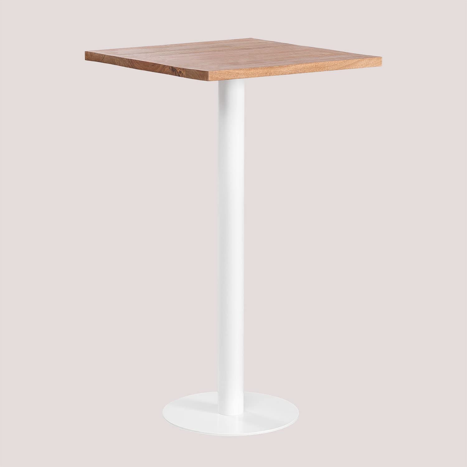 Table de bar carrée Machiatto en acacia blanc pour vos cafés et apéritifs