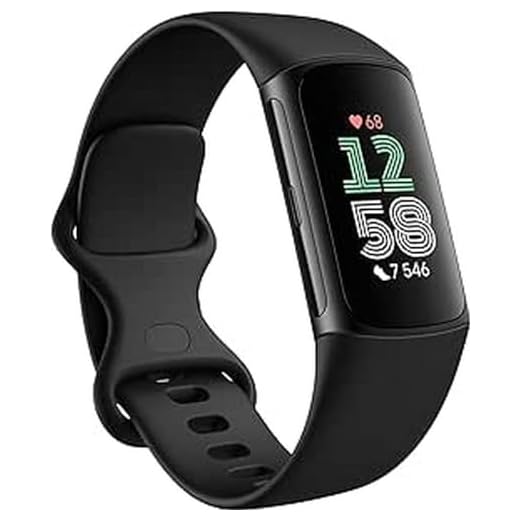 Fitbit by Google Charge 6 Bracelet d'activité avec un abonnement de 6 mois à Fitbit Premium inclus, 7 jours d'autonomie de batterie, Google Wallet et Google Maps - Noir volcanique/aluminium noir