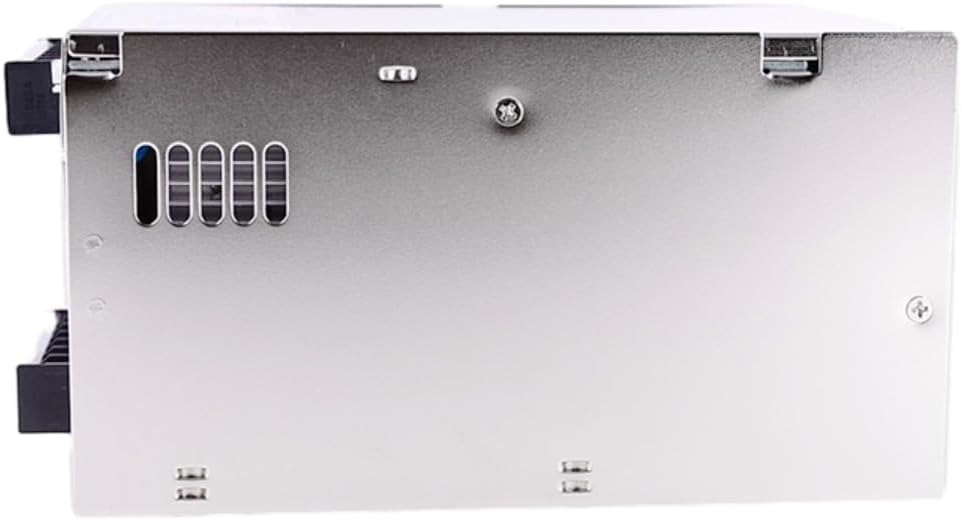 Side view of the PSP-600-48 Power Supply, showing mounting holes and ventilation slots.