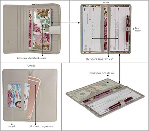 Image of Big Fat RFID Blocking Leather Organizer Checkbook Wallets For Women - Clutch
