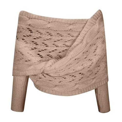 Scarf with Sleeves for Women Knitted Double Sleeve Sweater Scarf Multifunctional Cable Wrap Crochet Cocoon Shrug2