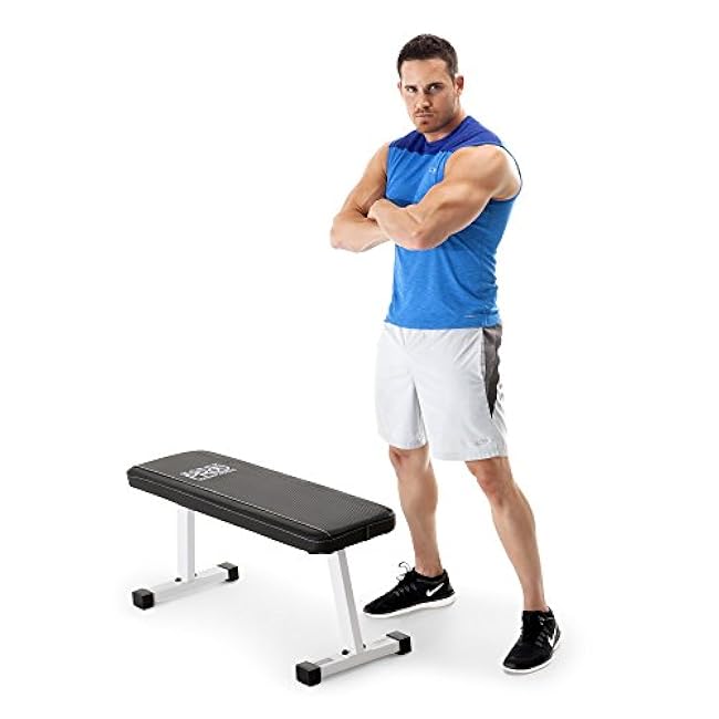 Marcy Flat Utility Flat Strength Training Home Gym Lifting Weight Bench, White