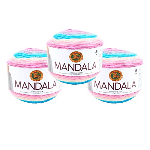 Image of Lion Brand Yarn, Mandala DK Lightweight Yarn for Knitting, Crochet, and Crafts, Liger, 3 Pack, Self-Striping Acrylic Fiber for Baby Blankets, Multicolor Shawls and Variegated Cardigans