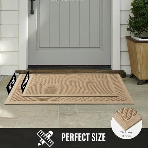 Hiyard Sturdy Front Door Mat, Absorbent Muddy Dirt Resist Welcome Door Mats Outdoor Indoor, Stain And Fade Resistant thumb #6
