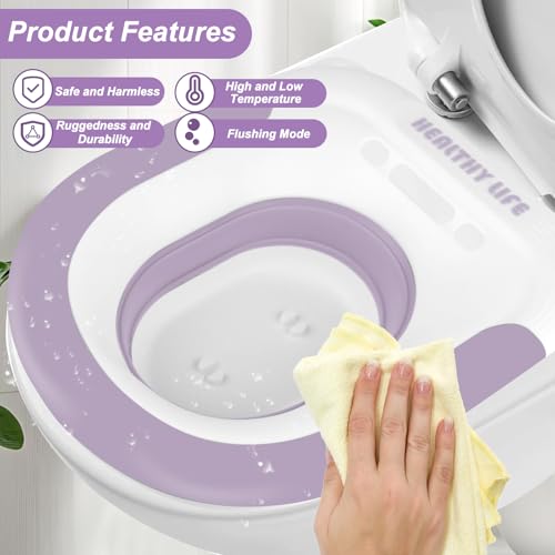 TNOMSNO Sitzbad für Toilette, Bidet Einsatz für Toilette mit Spülung, Faltbares Sitzbadewanne Erwachsene, Sitzbadewanne für Hämorrhoidenbehandlung, Wochenbettpflege, Schwangere und ältere Menschen
