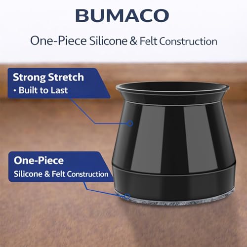 Image of BUMACO Chair Leg Floor Protectors Chair Leg Protectors for Hardwood Floors Silicone Pads Covers to Protect Floors (Black-20 Pcs, Universal L (1-5 /16 inch~2 inch)
