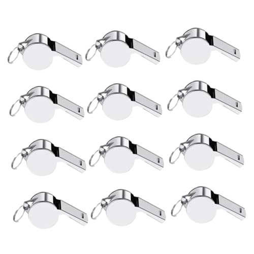 12 silbatos de acero inoxidable con cordón para deportes miniatura 1