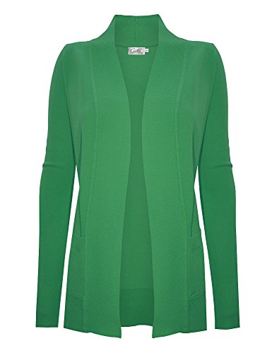 Image of Cielo Women's Solid Basic Open Front Pockets Knit Sweater Cardigan