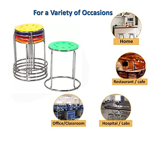 Image of NGFC Set of 5 Round Metal Bar Stools for Indoor /Outdoor Use - Multicolor Kitchen, Office, Medical, CAF, Doctor, and Hospital Stool, Durable & Stylish Seating Solution