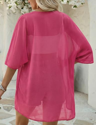 Image of Chunoy Women Floral Beach Wear Cover Up Chiffon Kimono Cardigan Open Front Blouse Beach Resort Wear for Swimwear 2026