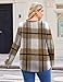 IN'VOLAND Plus Size Womens Plaid Shirt Long Sleeve Casual V Neck Tops Soft Basic Tees Business Work Blouses Brown