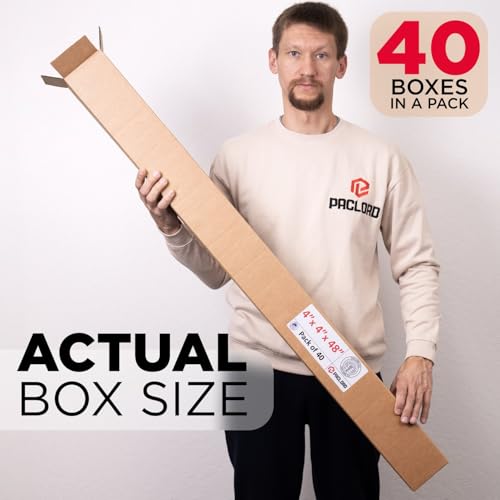 Image of Tall Cardboard Boxes 4 inchL x 4 inchW x 48 inchH (Pack of 40) - USA-Made Packing Boxes for Moving, Shipping, or Storage - USPS, UPS, FedEx Approved - Professional Packing Supplies for Moving | USA-Made Packing Boxes for Moving, Shipping, or Storage - USPS, UPS, FedEx Approved - Professional Packing Supplies