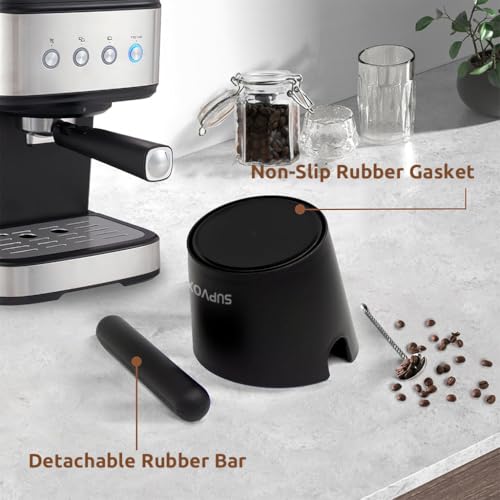 Image of Supvox Espresso Knock Box Coffee Grounds Collection Box Coffee Grounds Coffee Knock Box Coffee Grounds Knock Box with Knocking Bar Espresso Knock Box Espresso Machine Accessories