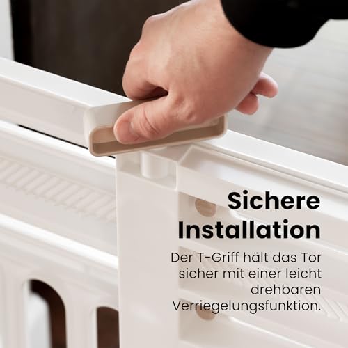 Iris Ohyama, Sicherheitszaun aus Kunststoff, einfach zu montieren und zu reinigen, Absperrgitter für Haustiere, L64 x B61 x H5 cm, Einheit, BPA-frei, kein Bohren, PBR-600, Hunde, Weiß/Mandel
