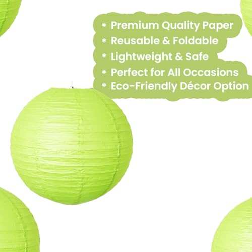 Image of Wanna Party 10 inch Green Round Paper Lanterns Decorative Hanging Chinese Japanese Paper Lanterns Lamp for Birthday Halloween Wedding Baby Bridal Shower Fall Home Decor Party Decoration
