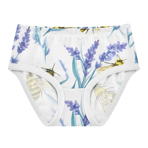 Cotton Girls Underwear Toddler Lavender Watercolor Bees White Panties for Girl Aesthetic Briefs Underpants 2t